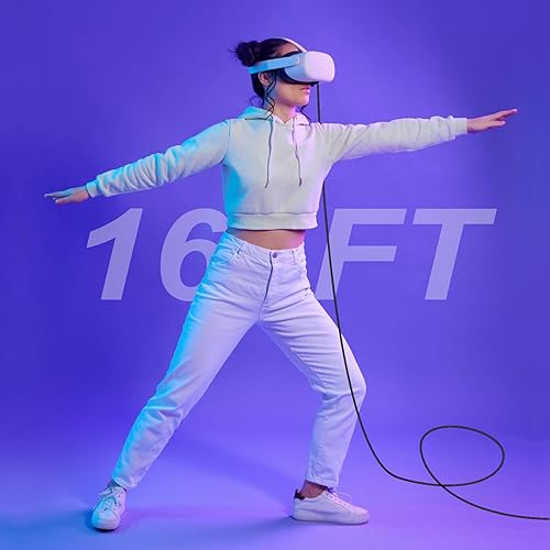 Miniatura 7 de SUPERUS Cable de enlace de 16 pies compatible con OculusMeta Quest 321 - Cable de carga USB C a USB C, cable de carga y transferencia de datos de