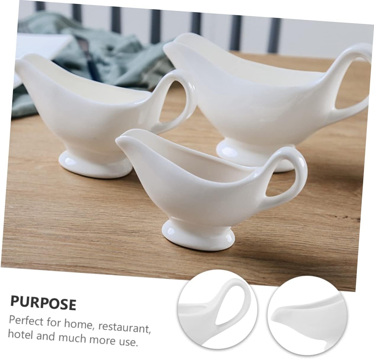Ciieeo Ceramic Gravy Boat Sauce Pitcher Drip Resistant Serving Jug for Hot and Cold Gravies Salad Dressings Broth Pottery Condiment Bowl for Home and Restaurant Use