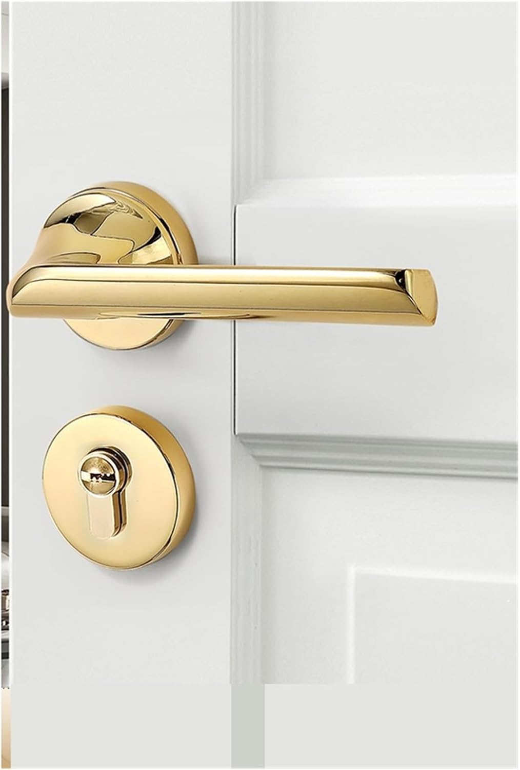 French Door Lock Indoor Magnetic Silent Lock Golden Household Light Luxury Bedroom Door Lock Wenzhou Lock Wooden Door Handle(Type E-58 Silent Lock)