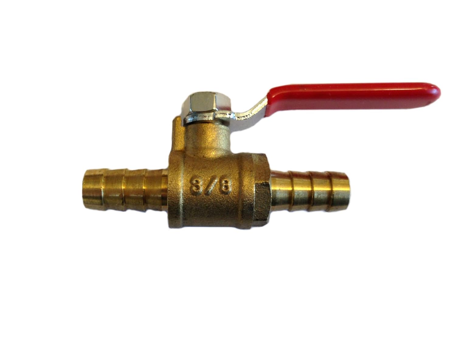 OCSParts MTLB-6 3/8" Brass Barb x Barb Ball Valve, 0.1875" ID
