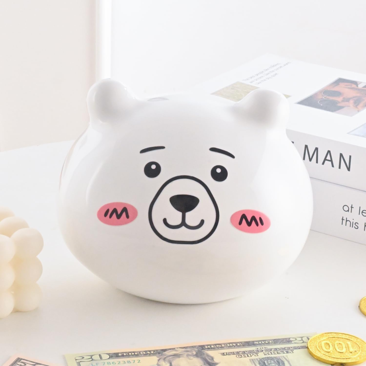 Cute Ceramic Piggy Bank for Adults Must Break to Open,Boys Personalized Piggy Bank for Girls,Money Saving Box,Alcancias De Dinero para Adultos Niños,Money Bank,Coin Bank,Modren Home Decor Living Room