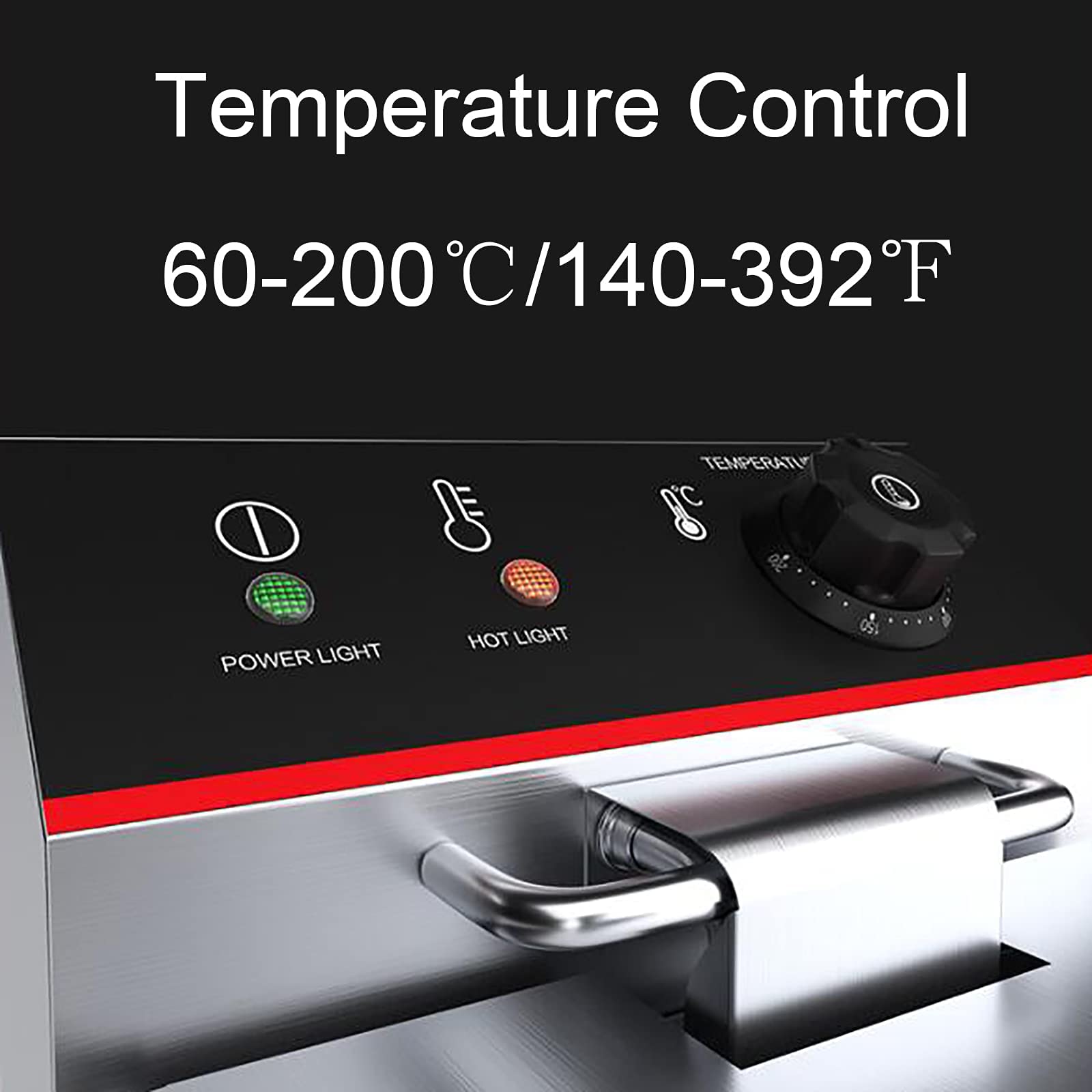 Friggitrice Professionale, Friggitrici Commerciali Elettriche in Acciaio Inossidabile da 2500 W con Limitatore di Temperatura, per Patatine Fritte Tacchino Cucina Domestica Ristorante,8L