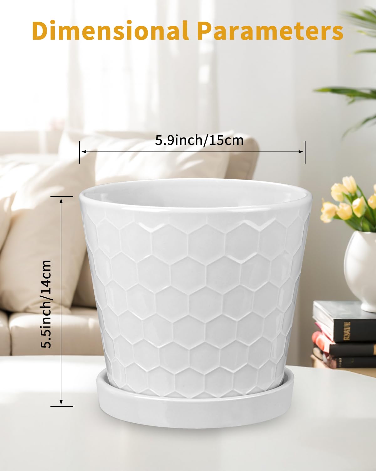 Snapklik.com : EFISPSS Ceramic Plant Pots, 6 Inch Pots For Indoor ...