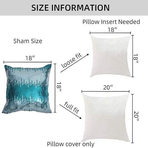 Miniatura 6 de Juya Delight Juego de 2 fundas de almohada de lentejuelas color verde azulado y plateado brillante para sofá, decoración del hogar, 18 x 18 pulgadas
