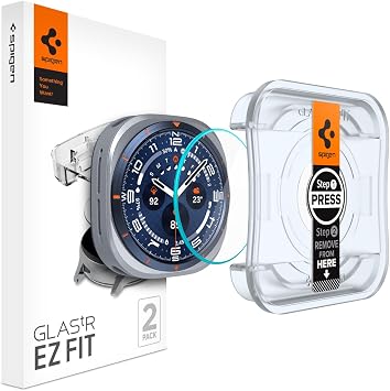 Spigen Galaxy Watch Ultra (47mm) ile Uyumlu Ekran Koruyucu Cam Kolay Kurulum Glas.tR EZ Fit (2 Adet) - AGL08349
