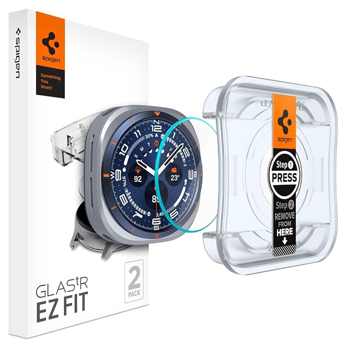 Spigen Glas.tR EZ Fit Tempered Glass Screen Protector Guard for Galaxy Watch Ultra [2 Pack]