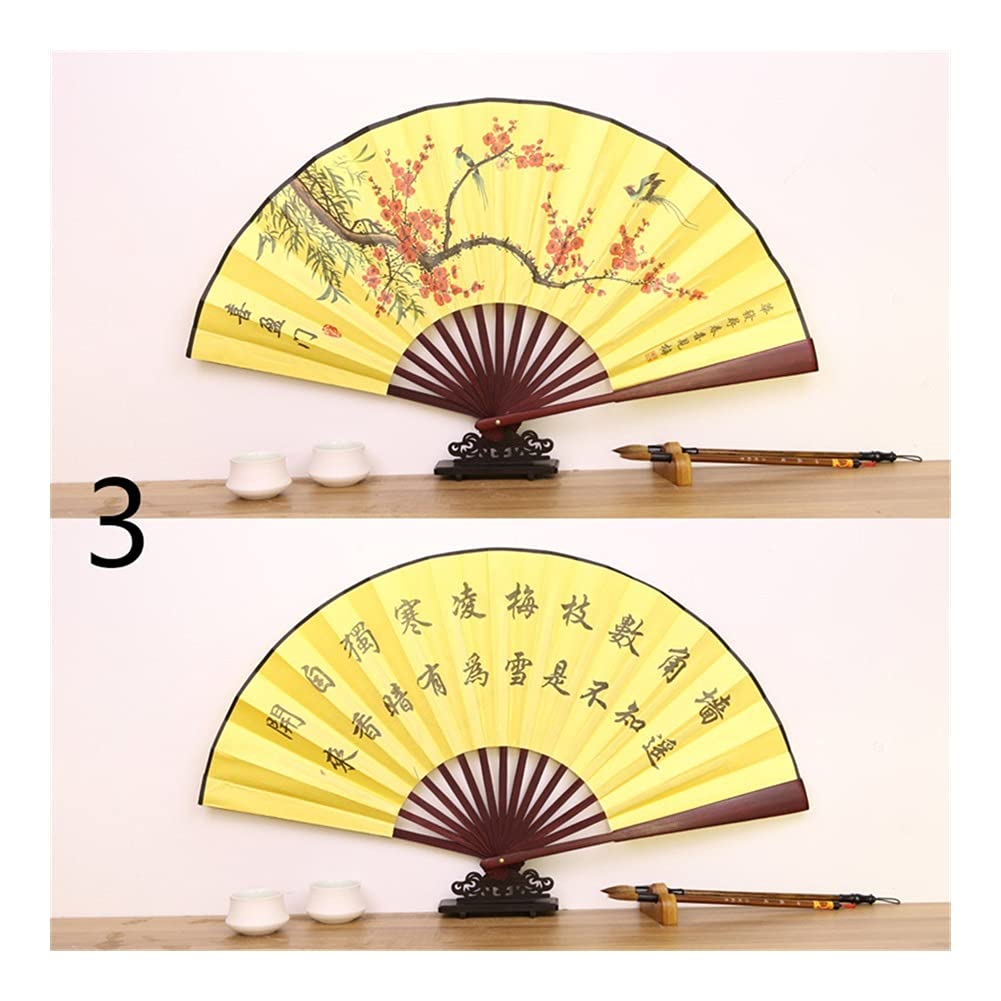 NZPOST Folding fan 1Pc Vintage Chinese Folding Bamboo Fan Wedding Dance Hand-held Fan Pattern Art Craft fan (F)