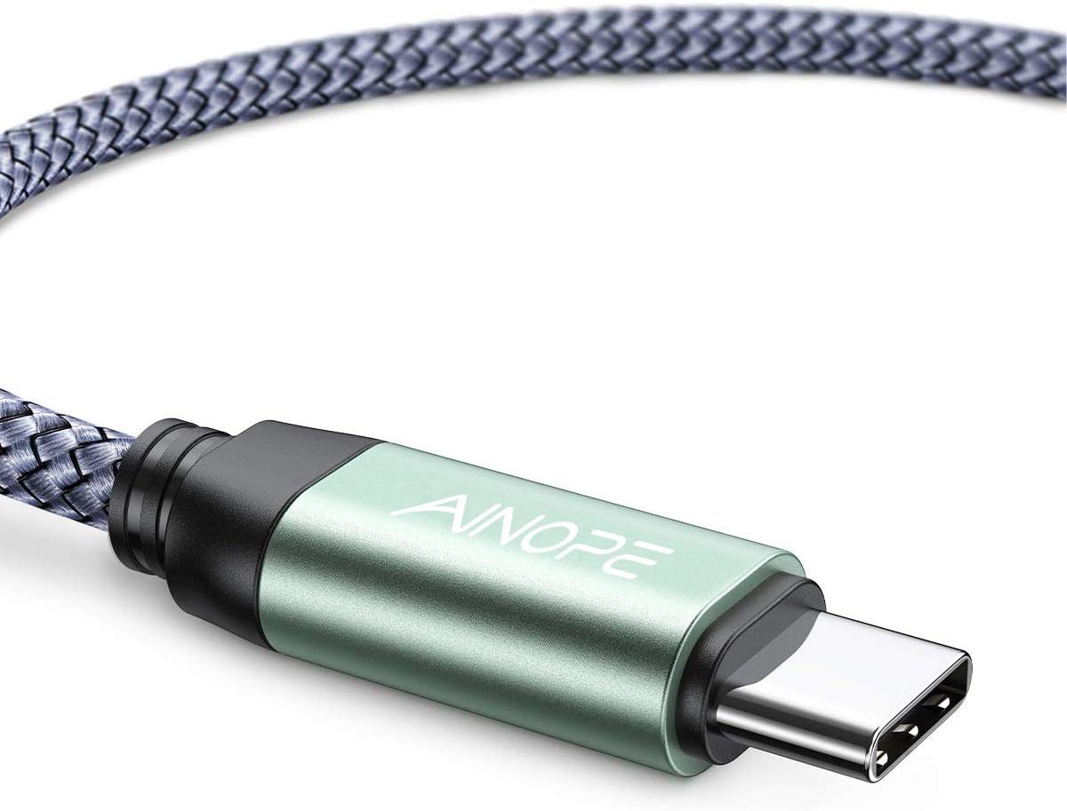 AINOPE USB Type C Cable (2 Pack, 1.88m), 3.1A USB C to USB A Charger Cable Fast Charging Cord With Nylon Braided Compatible for Samsung Galaxy Note 8/9, S9 S10 S8 Plus,LG, A5 A3 2017, Nintendo Switch (Gray)