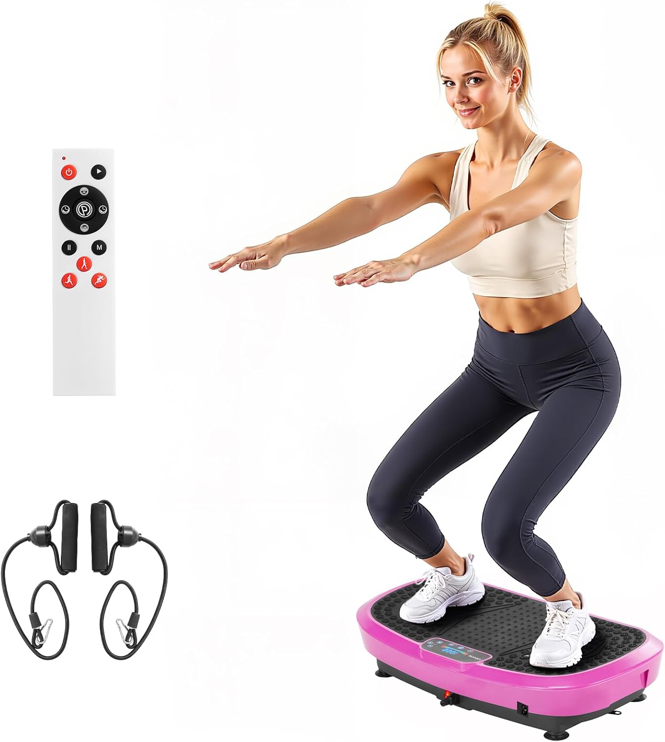 VEVOR Vibration Plate Exercise Machine, Whole Body Shaker for Lymphatic Drainage and Weight Loss, Home Workout Gym Fitness Equipment with 2 Resistance Bands, Vibrating Platform for Women Men