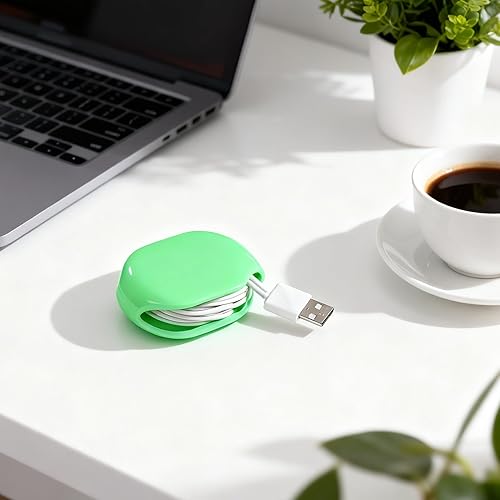 Miniatura 7 de Enrollador de cable de carga, compatibilidad versátil, 2.8x2.0x1.0 in, organizador automático de cables, soporte para cable de auriculares, diseño