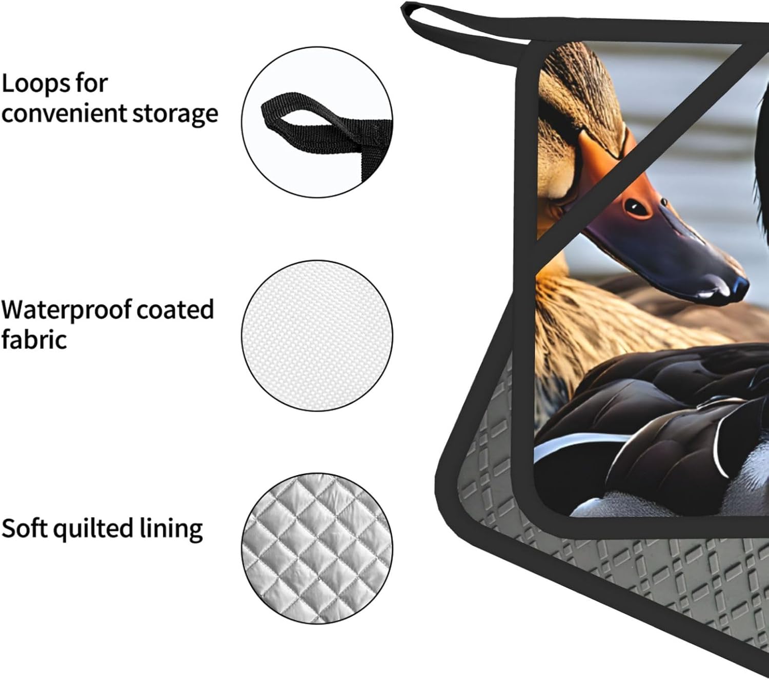 Mallard Duck Oven Mitts and Pot Holders Set of 4 Heat Resistant Kitchen Gloves with Silicone Palm Hot Pads for Baking Cooking Grilling BBQ