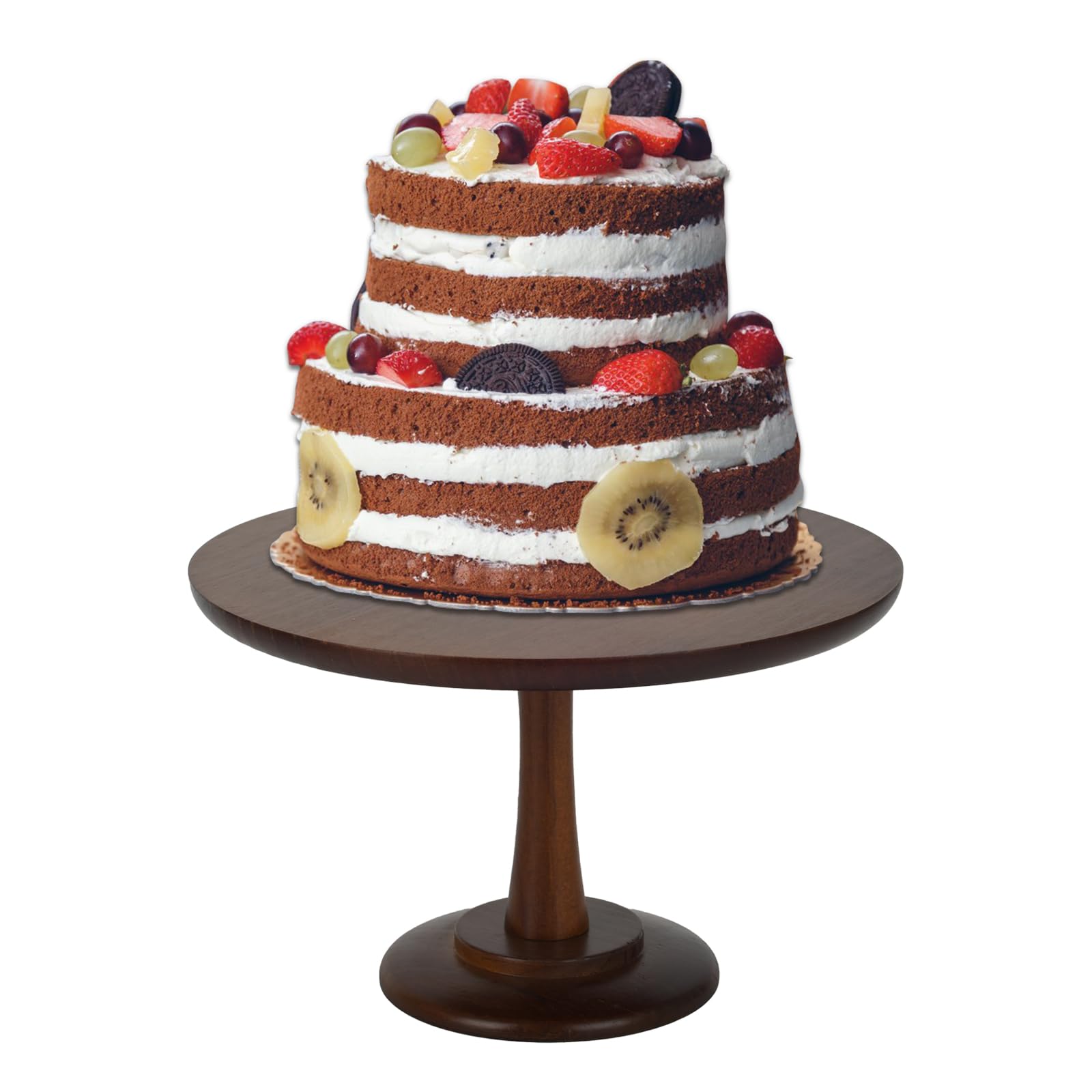 Photo 1 of WBJKZJD Rustic Wood Cake Stand - 10 Inch Round