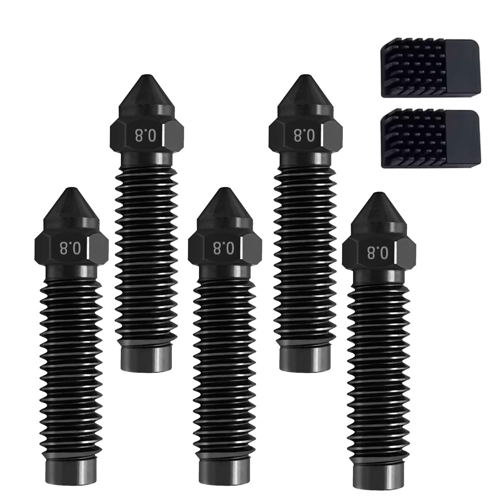 IdeaFormer 5 szt. 0,8 mm dysza ze stali hartowanej do Elegoo Centauri Carbon, dysza ze stali hartowanej z 2 silikonowymi dyszami do dysz Centauri Carbon Nozzles