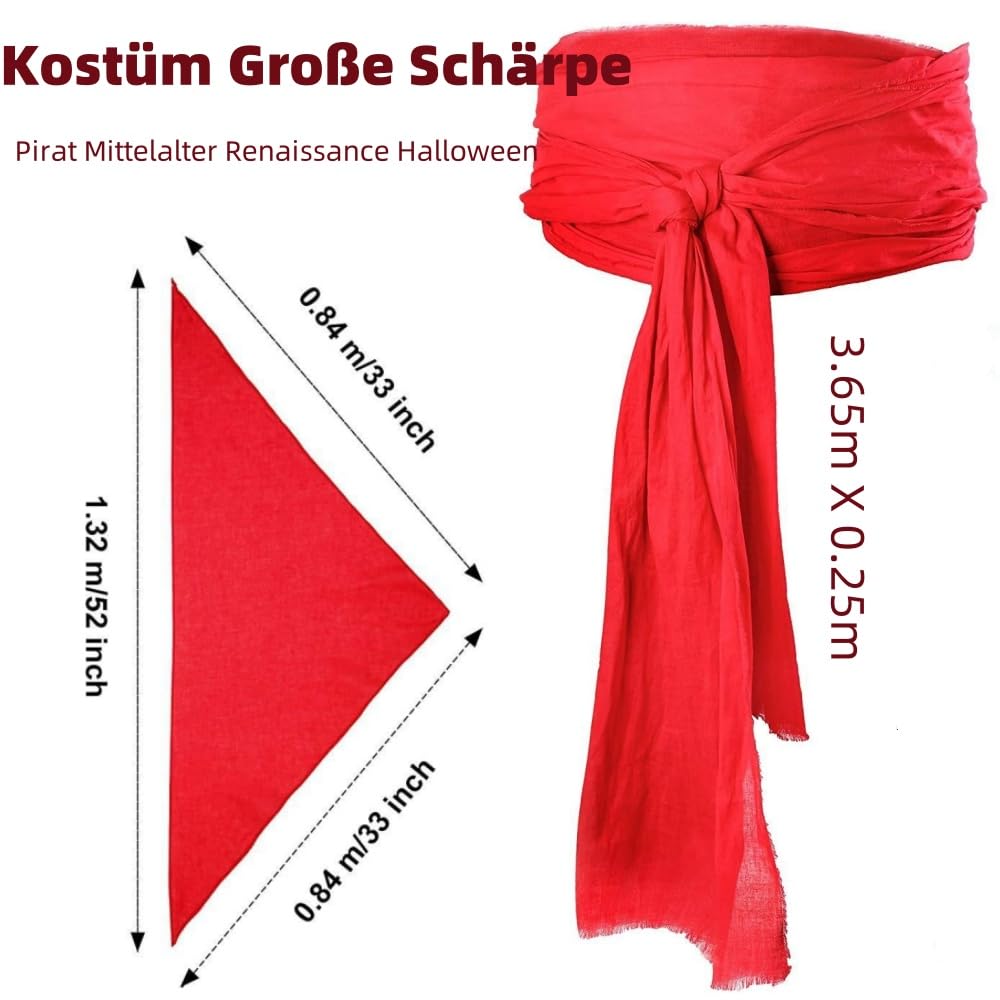 KOMUNJ Pirate Accessories Set, Pirate Headband Waist Belt with Eye Patch Necklace - Image 2