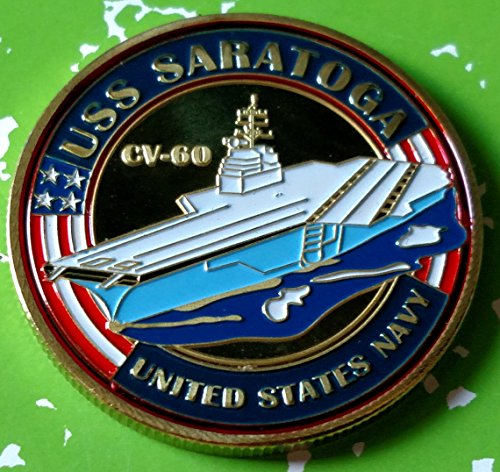 US Navy USS Saratoga CV-60 Colorized Challenge Art Coin