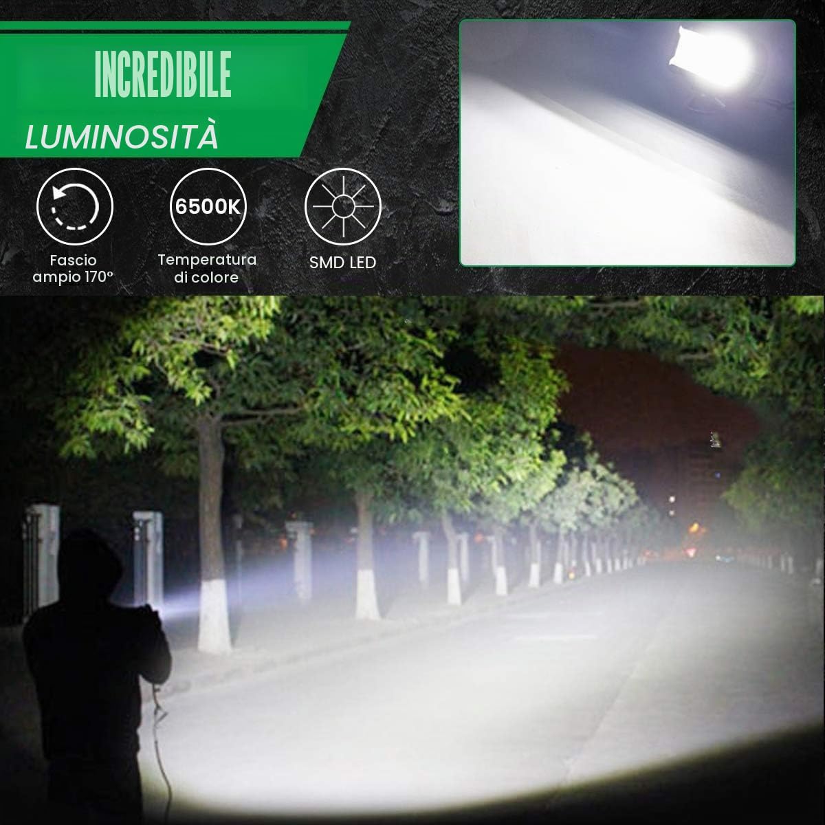 Faro da Lavoro, SUPAREE 7" 120w 21000lm Luci Off Road IP68 impermeabile 6000K Spot and Flood Luce di Profondità' a Led Luci di Lavoro Fuoristrada Quadrate a Led