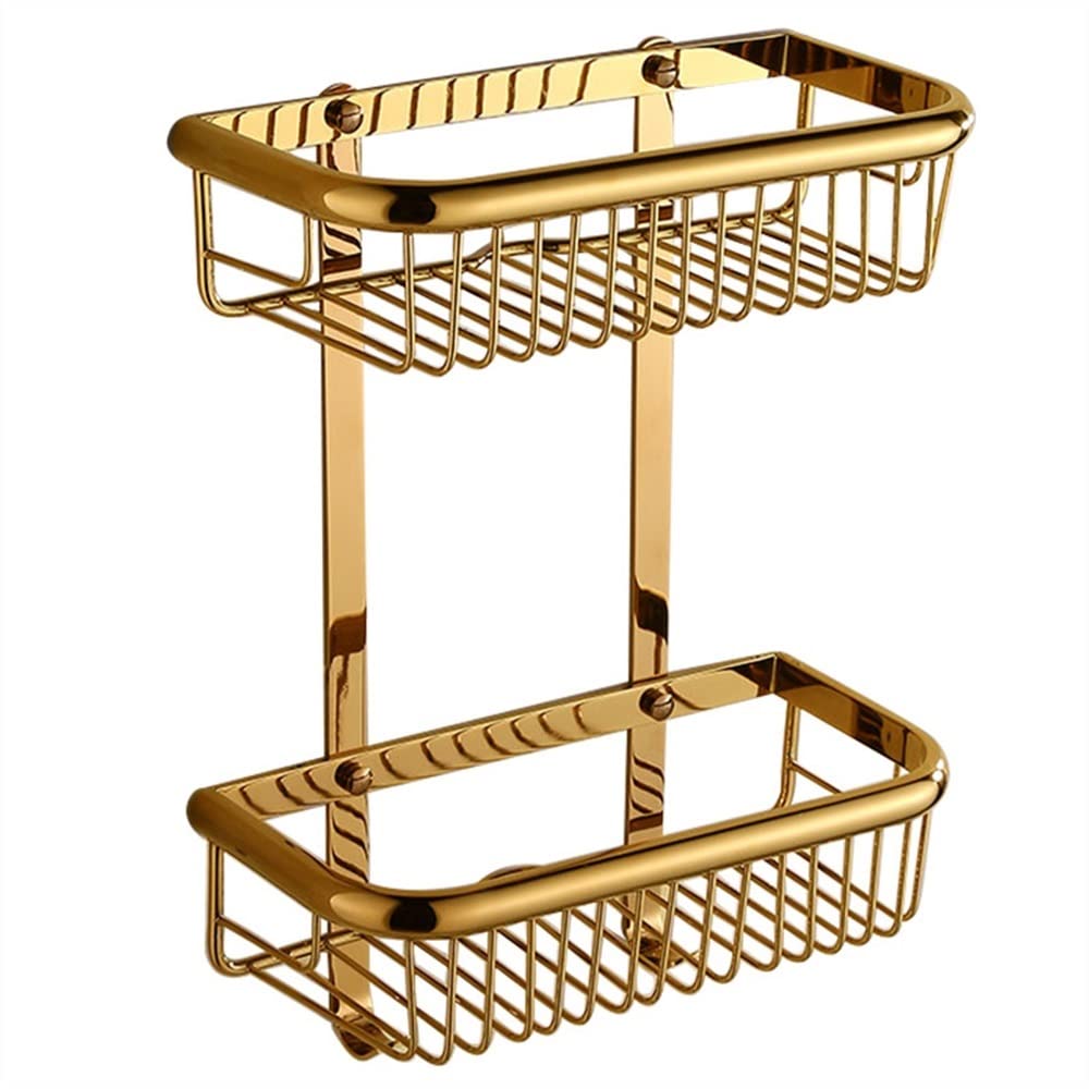 Shower Caddy Floating Shelves Bathroom Corner Shelf Antique Brass Shampoo Organizer Shelf Soap Liquid Draining Rack Rose Gold