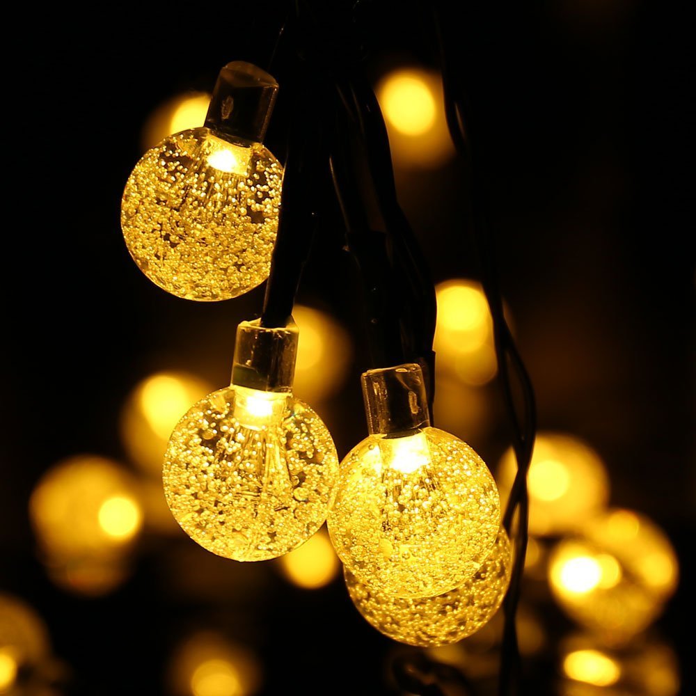 sundelier Globe String Lights for Bedroom, Decorative Lights, Christmas Lights, Crystal Crackle Ball Lights 8Meter 18 LED Soft Fairy Lights Perfect for Home Decor and Festival. (Warm White)