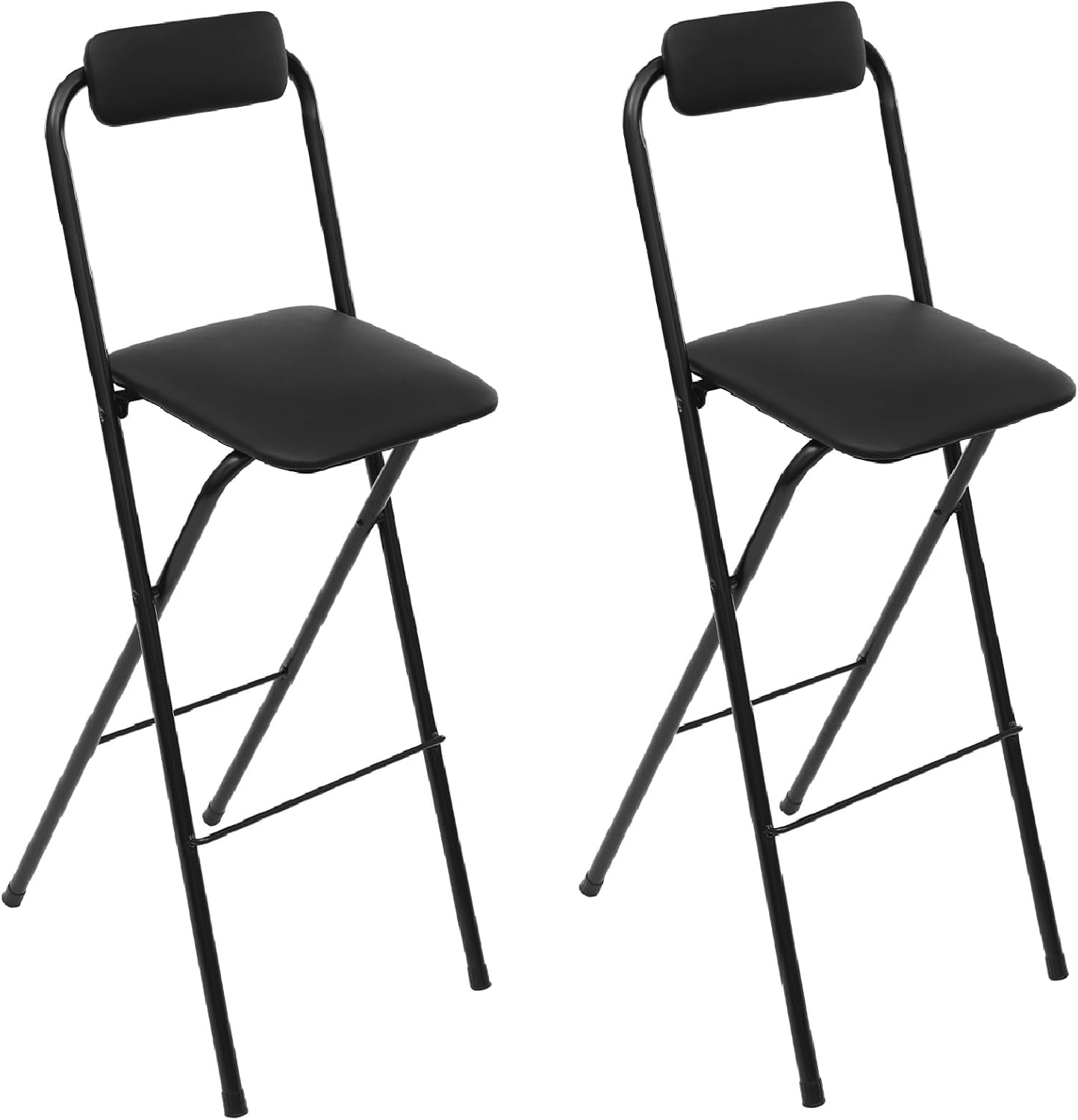 2pcs Folding Bar Stool with Backrest 30 Inch Seat Height PU