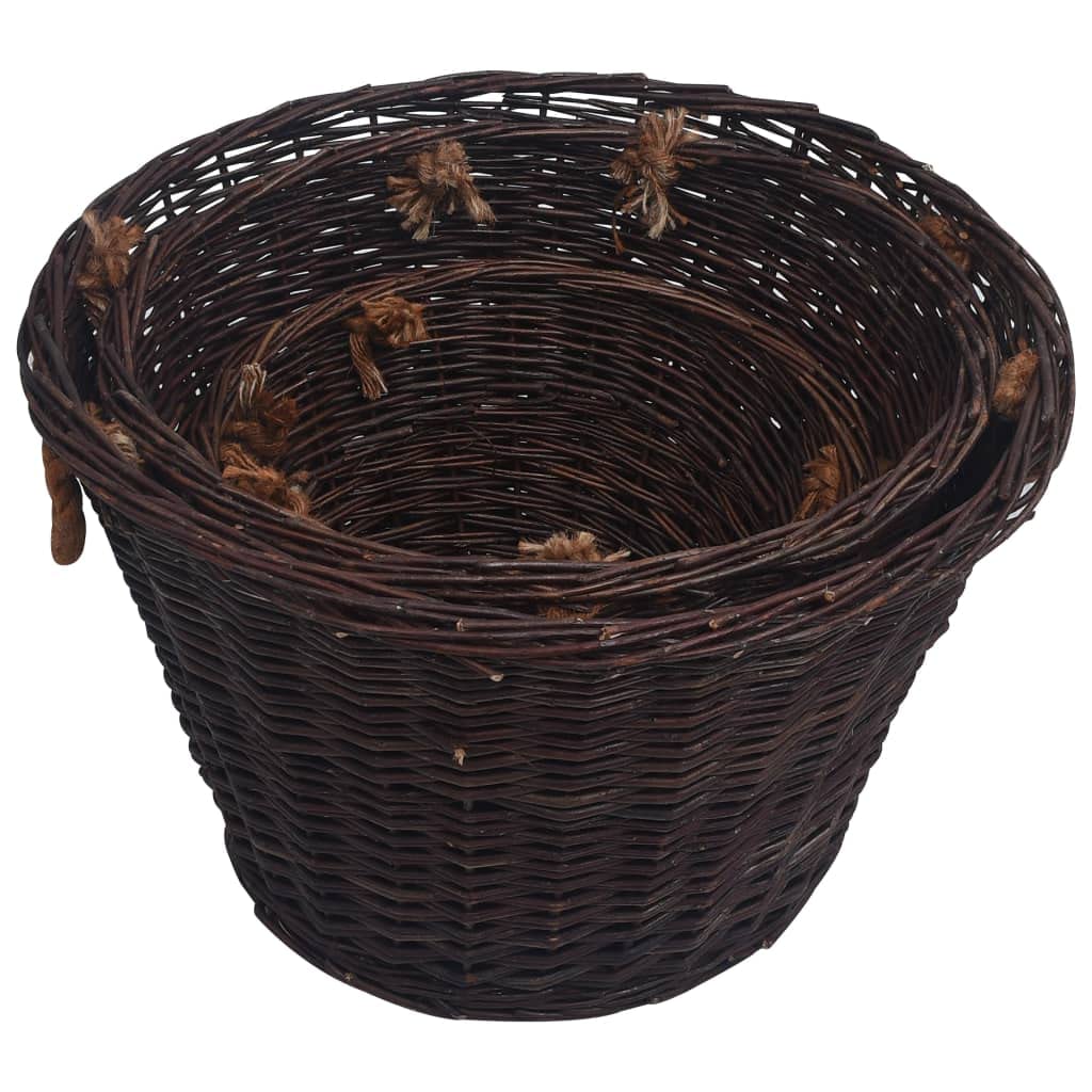 Genérico Set de cestas apilables para leña 3 uds Sauce marrón Oscuro,Casa y jardín,Accesorios para hornos de leña y chimeneas,Bolsas y Soportes de leña-286986