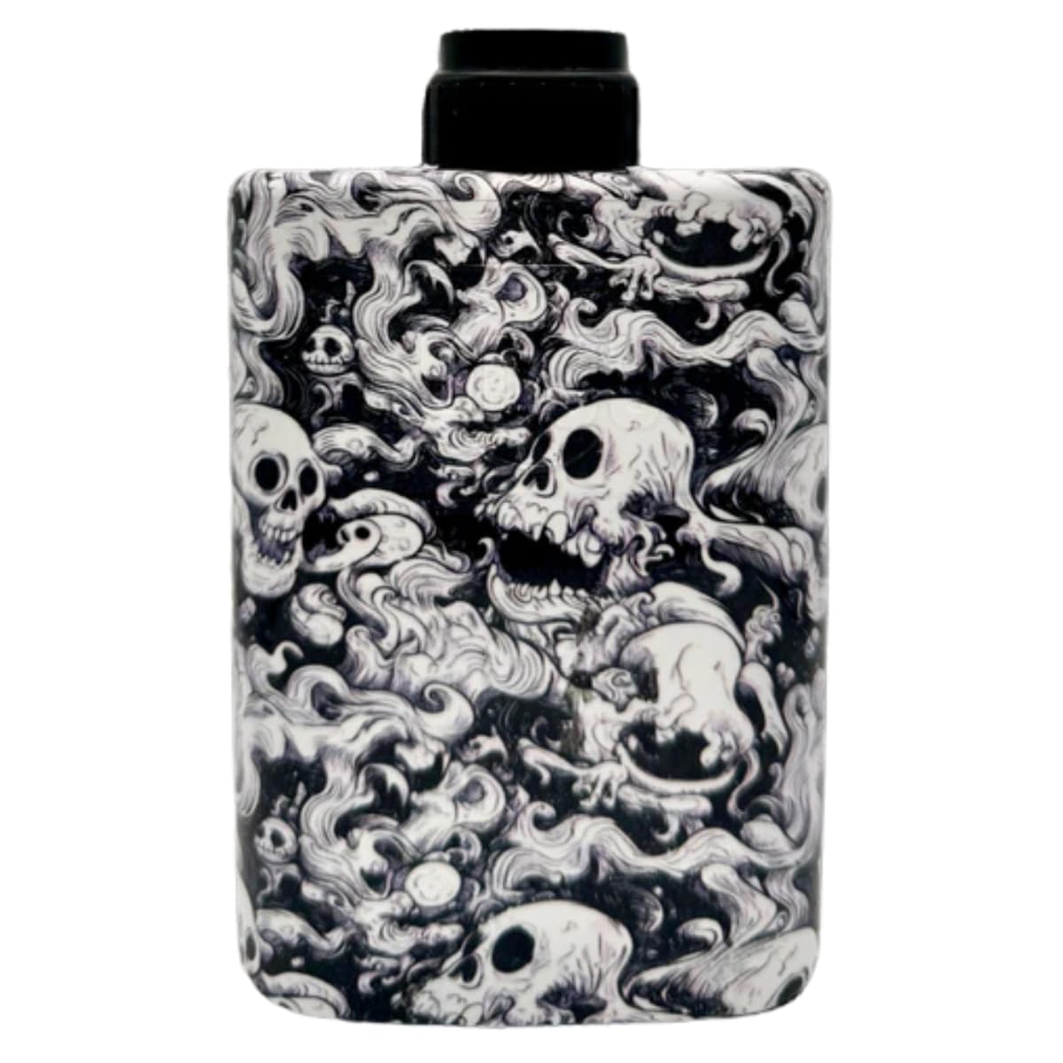 Escupidera portátil de viaje Mudjug Skull Storm Stealth con diseño de calavera en blanco y negro, embudo profundo resistente a derrames, cabe en el bolsillo, duradera y a prueba de fugas para usar sobre la marcha