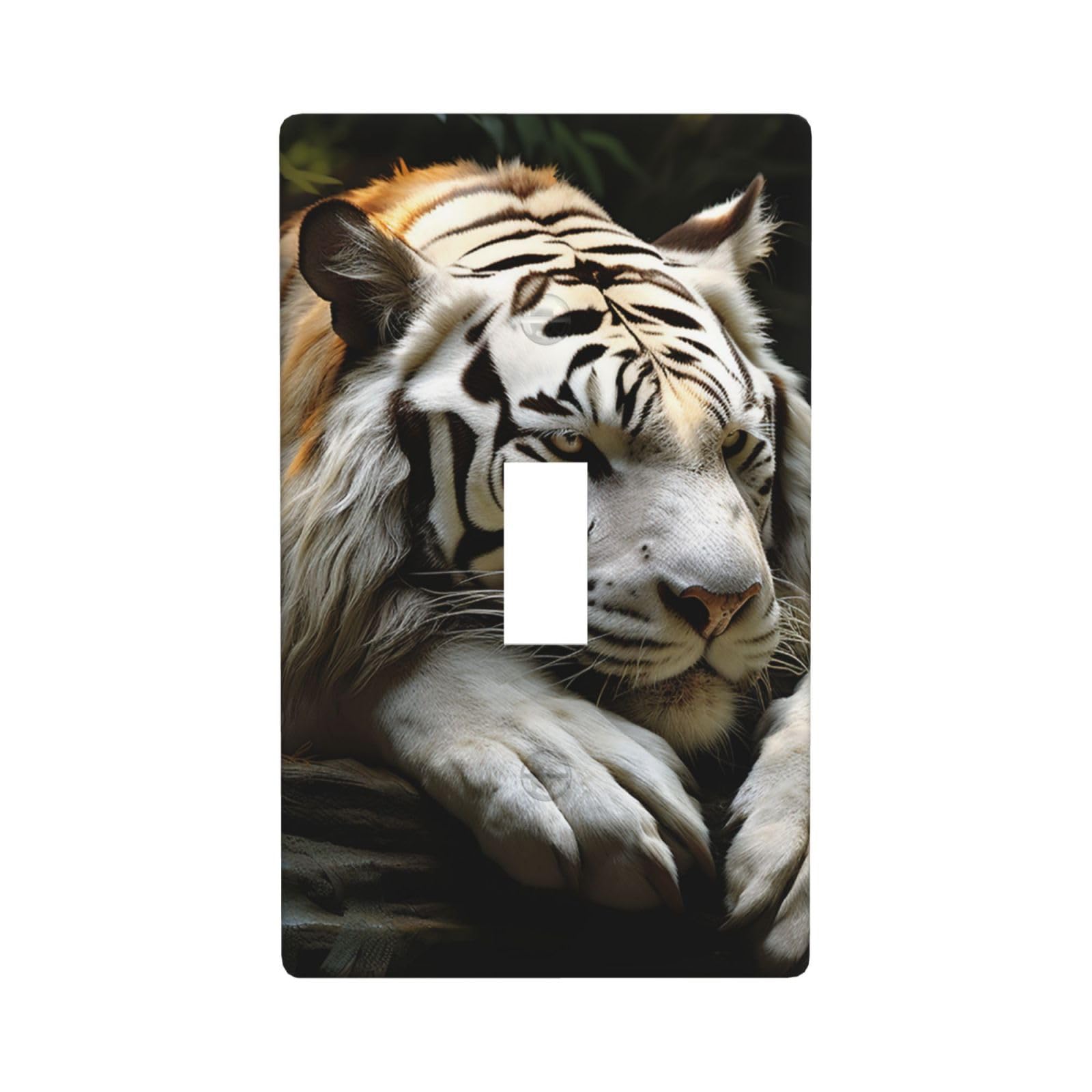 1-Gang Decorator Wall Plate Lying Tiger Light Switch Cover Single Toggle Receptacle Outlet Wall Plate 4.5" x 2.8" Wallplate Unbreakable Polycarbonate Outlet Faceplates Covers