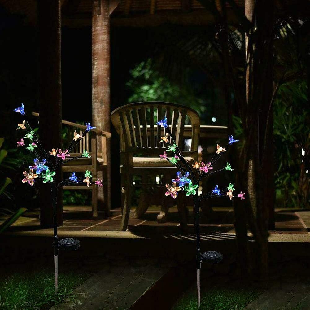 Solar Flower Fairy Light, Colorful Stainless Steel Solar Path Stake Lights for Outdoor Landscape Lighting, Lawn, Patio, Yard, Walkway, Driveway, Pathway and Garden (4 Pieces)