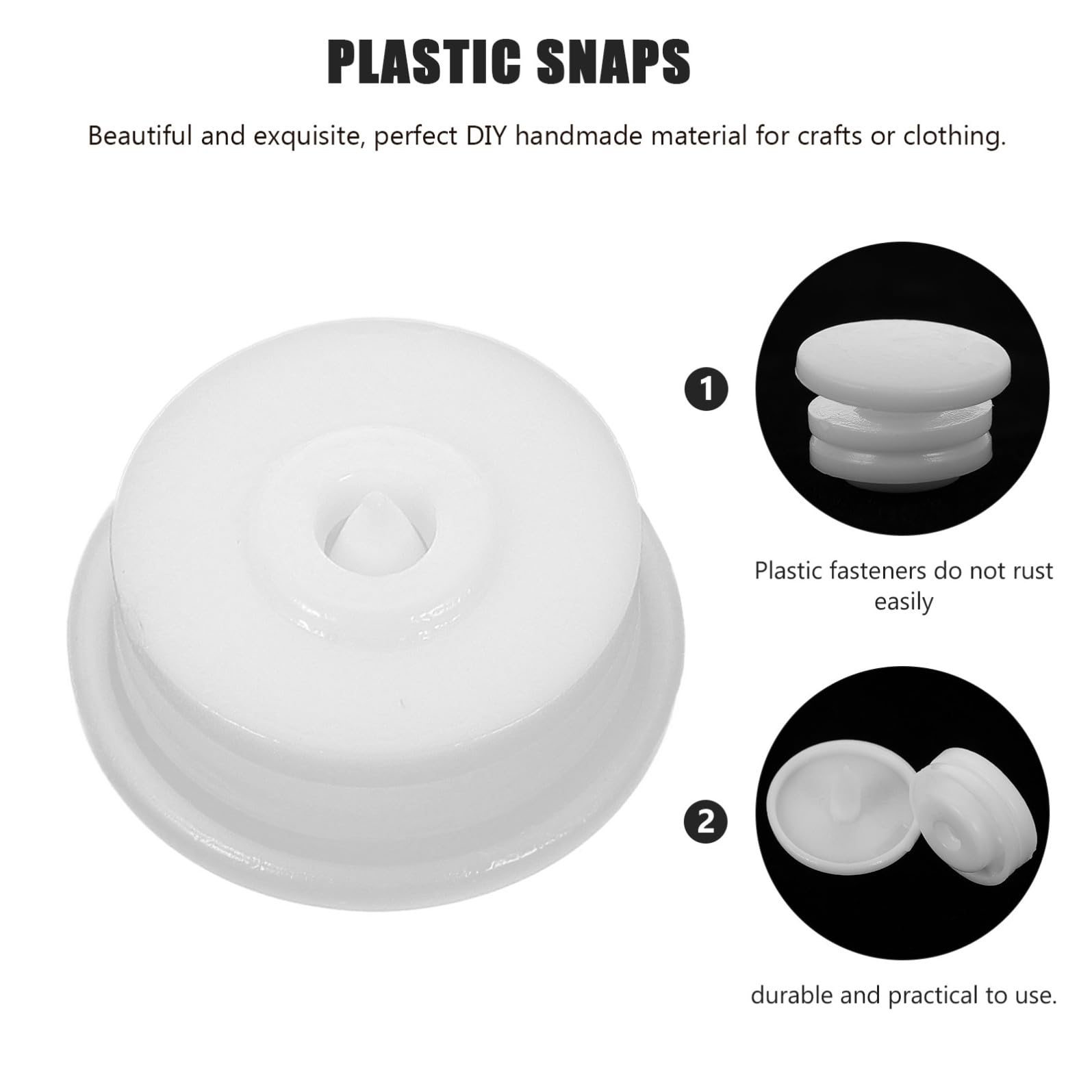 CALLARON Set di 1000 Bottoni Automatici in Plastica Bianca Multiuso per Artigianato e Materiali Fatti a Mano, per Asciugamani e Bavaglini, Sostituzione Bottoni Pratica