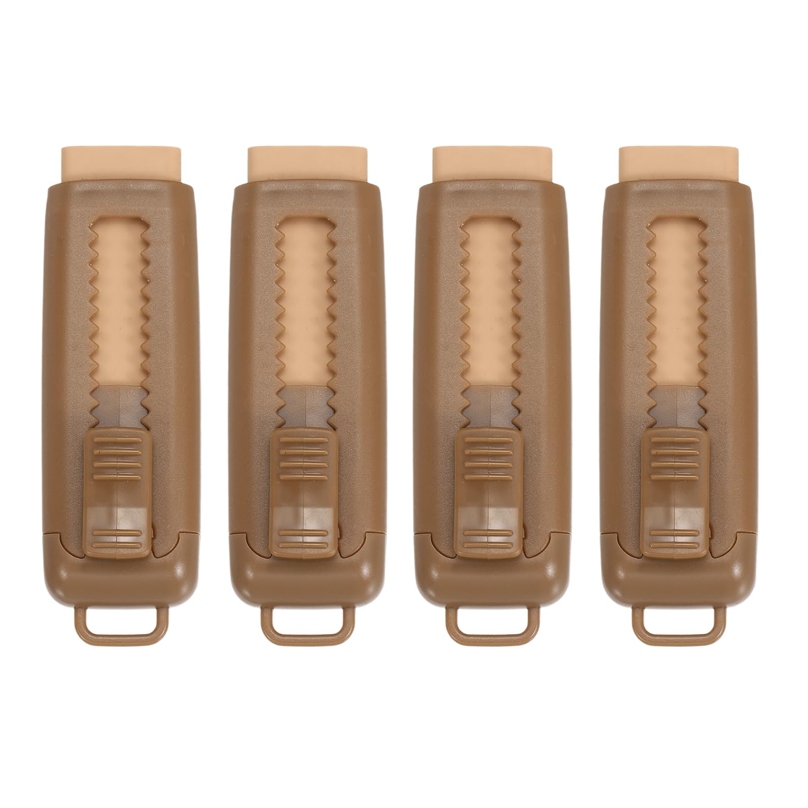 PATIKIL 4 Pack Erasers, Sliding Retractable Eraser Push Pull Cute Pencil Erasers Soft Large Easy to Clean with Plastic Sleeve for Sketching Drawing Artists Teacher Pencils, Dark Brown TPR