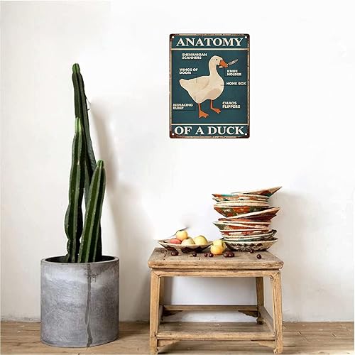 Miniatura 5 de Duck Knowledge - Cartel de metal de anatomía de un pato, divertido póster de caza, cabaña, cafetería, restaurante, cocina, sala de estar, baño,