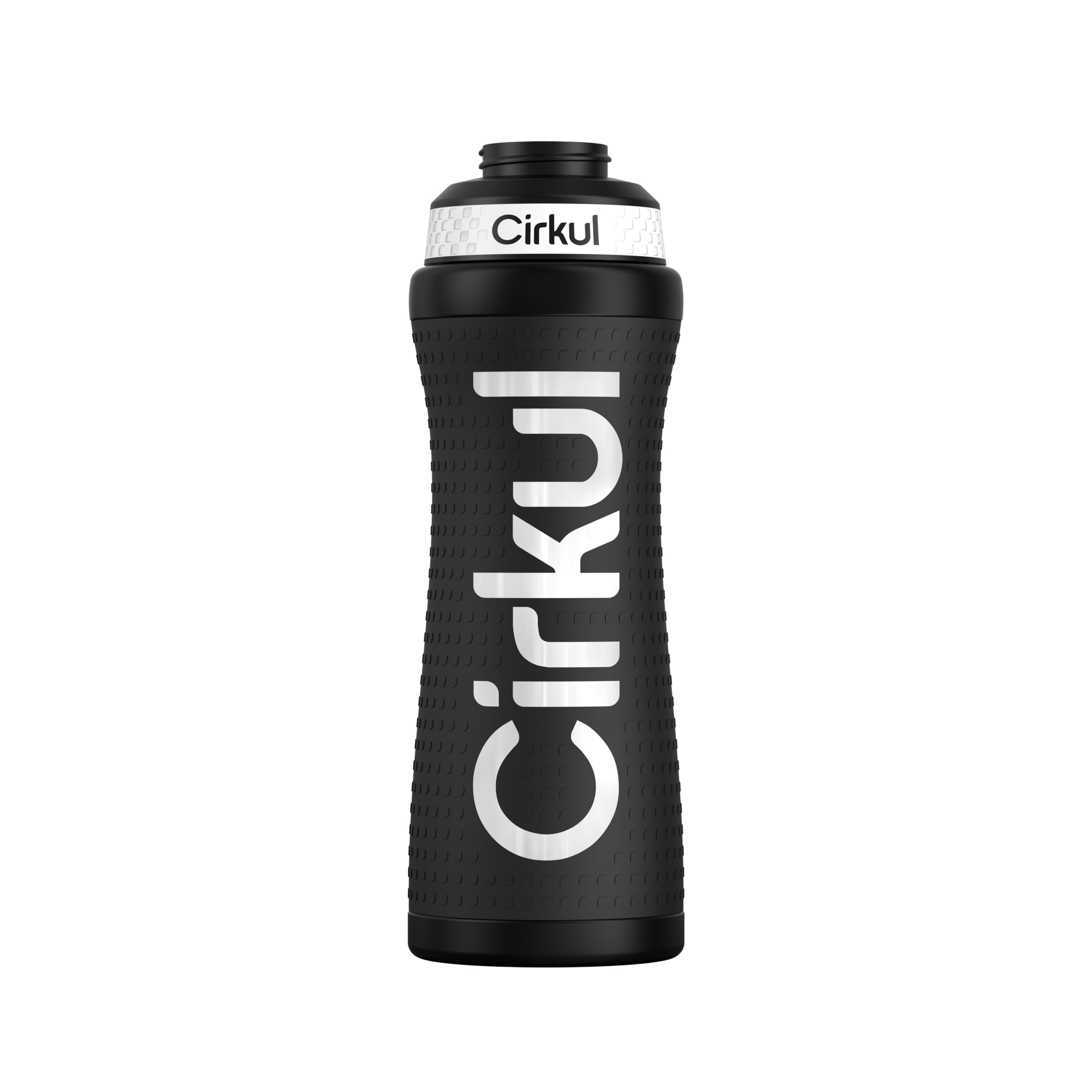 Cirkul22oz. Black Grip Stainless Steel Water Bottle & Sport Lid, Durable, Insulated, Protective Grip, Leakproof & Heavy Duty