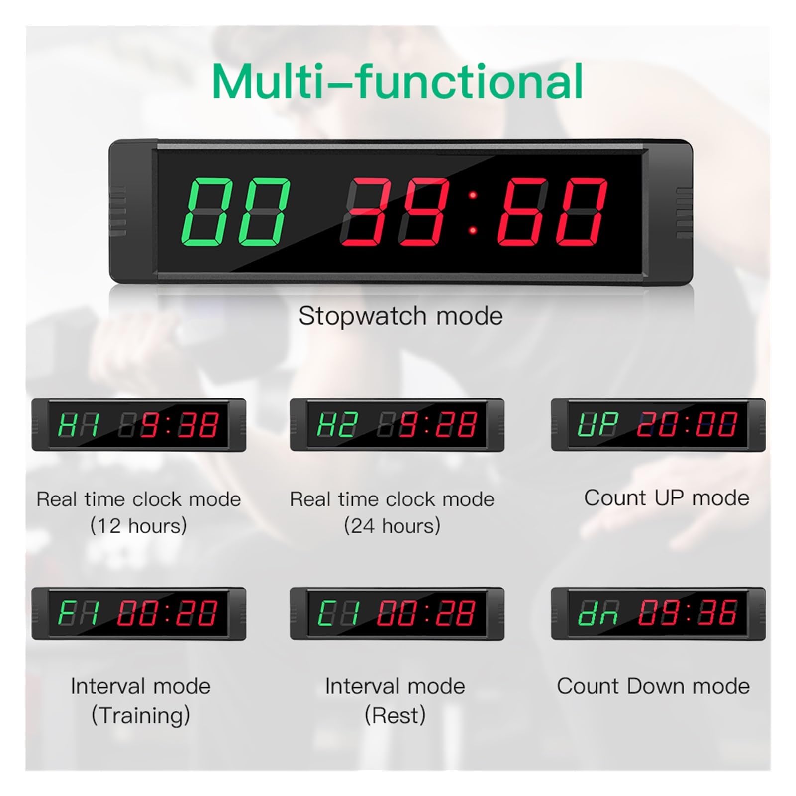 Timer palestra, Timer progmabili Cronometro da palestra Intervallo di fitness a parete 1 '' Grande casa