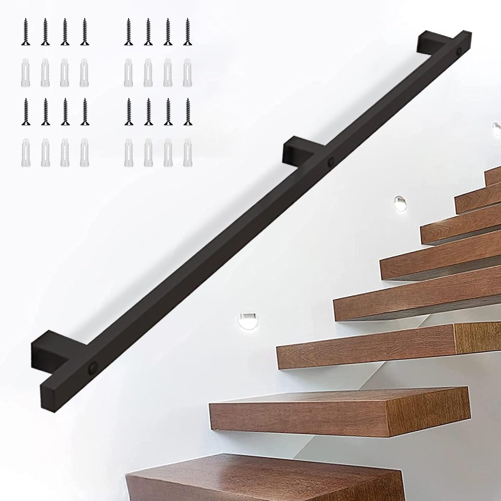 Rampe d'escalier en métal noir au style fer forgé élégant pour intérieur et extérieur
