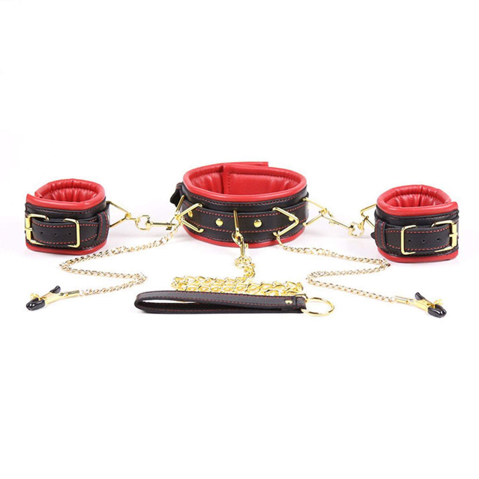 Pinces À Tétons Avec Menottes Et Collier SM Bondage Pinces À Tétons En Cuir Menottes Colliers Ensemble De Retenue BDSM Esclave Sex Toys Pour Femmes Et Hommes