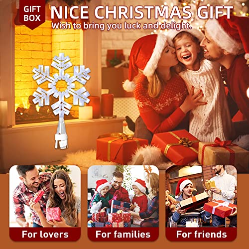 Eambrite Snowflake Christmas Tree Topper, 13 Inch White Snowflake Tree Topper With 50 Cool White Lights And 9 Modes Controller, Large Snowflake Treetop For Christmas Tree Decorations #TOP5