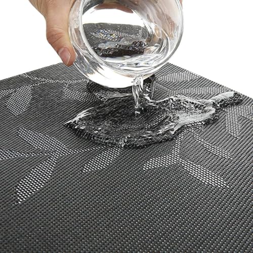 Image of GDNK Washable PVC Heat Resistant Colorful Place Mats for Kitchen Dining Table Mates Washable Heat-Resistant for Dining Table (4 Pack) (Black)