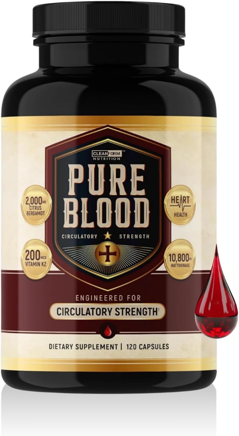 Pure Blood – Advanced Circulatory Support, Clinically Dosed Ingredients, Cholesterol & Lipid Balance, Clean + Transparent Formula, 120 Capsules Pure Blood – Advanced Circulatory Support, Clinically Dosed Ingredients, Cholesterol & Lipid Balance, Clean + Transparent Formula, 120 Capsules
