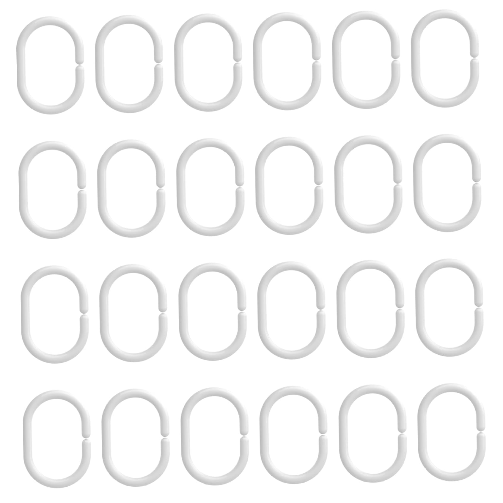 Plastic Shower Rings 24Pcs Shower Curtain Rings, C-Shaped White Curtain Hooks, Rust-free Flexible Plastic for Curtains