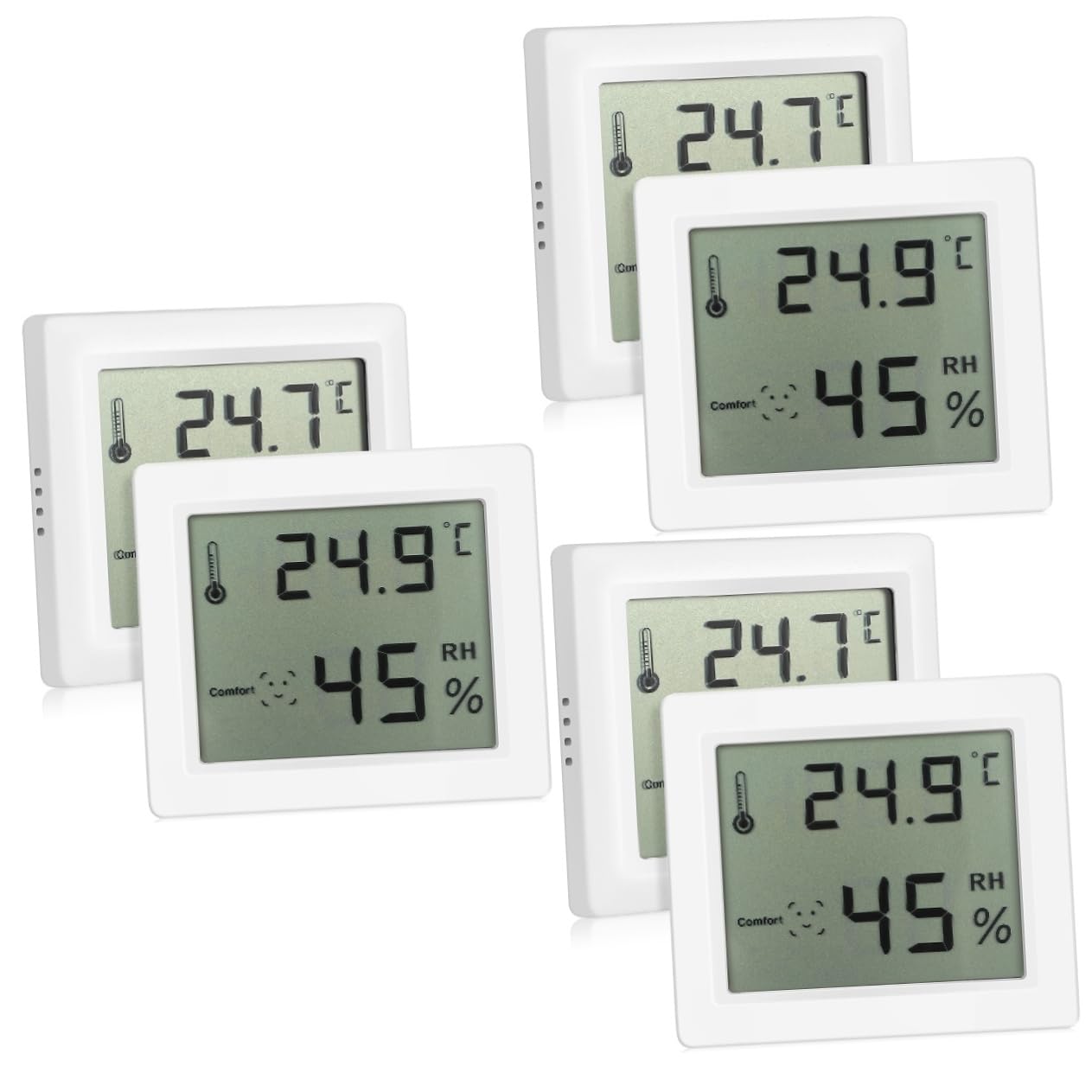 POPETPOP 6pcs Digital Hygrometers Thermometers for Indoor Use LCD Display Humidity Gauge Compact Design for Home for Families Seniors and Pets