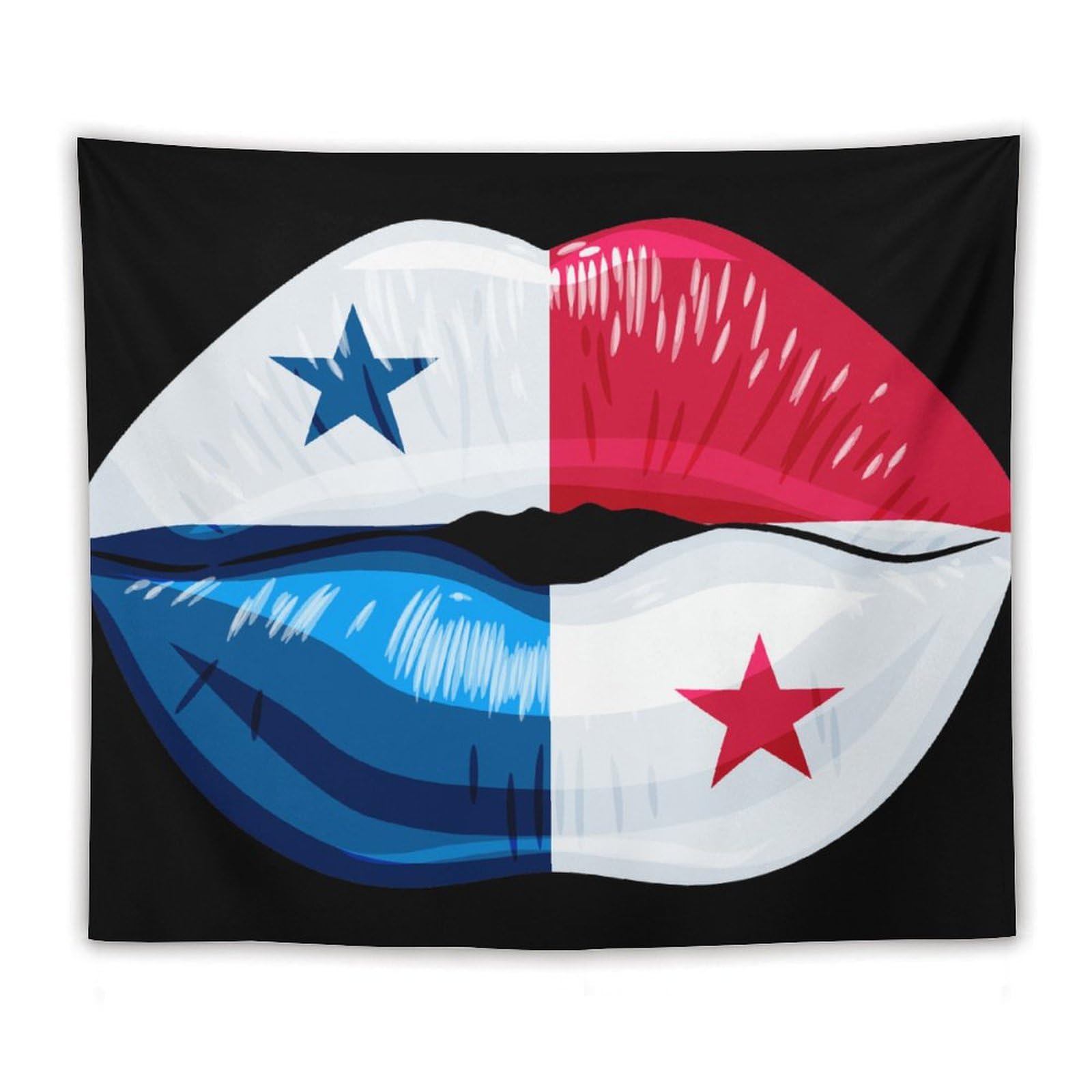 XingFox Panama Flag Lips Tapestry Wall Hanging, National Flag Art Wall Decoration Tapestry, For Bedroom Living Room Dorm Home Decoration, 50"x60"