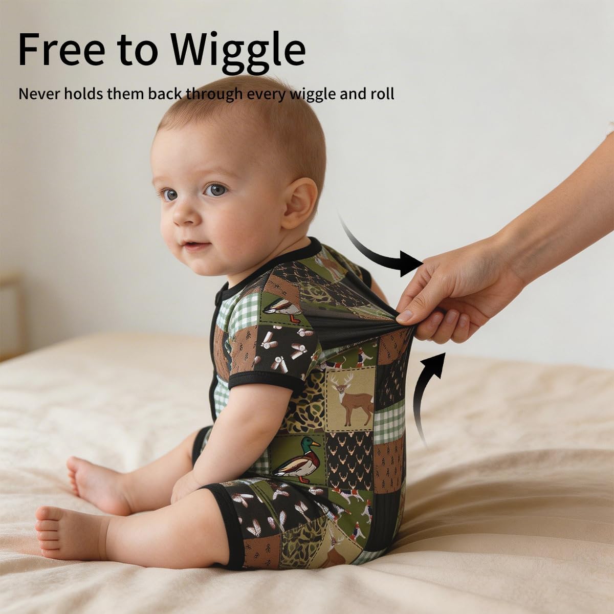 Weiwei Unisex Baby Boys & Girls Romper Short Sleeve Infant Sleepers Romper Soft Viscose from Bamboo Pajamas Toddler 0-24M