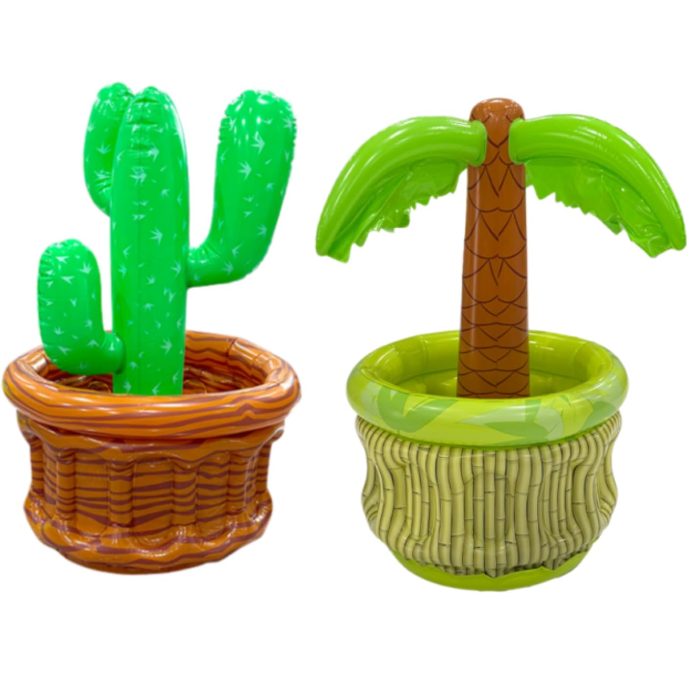Lot de 2 refroidisseurs de piscine gonflables, accessoires de piscine, refroidisseurs de boissons flottants, cactus palmier, porte-bière, été, plage, fête hawaïenne