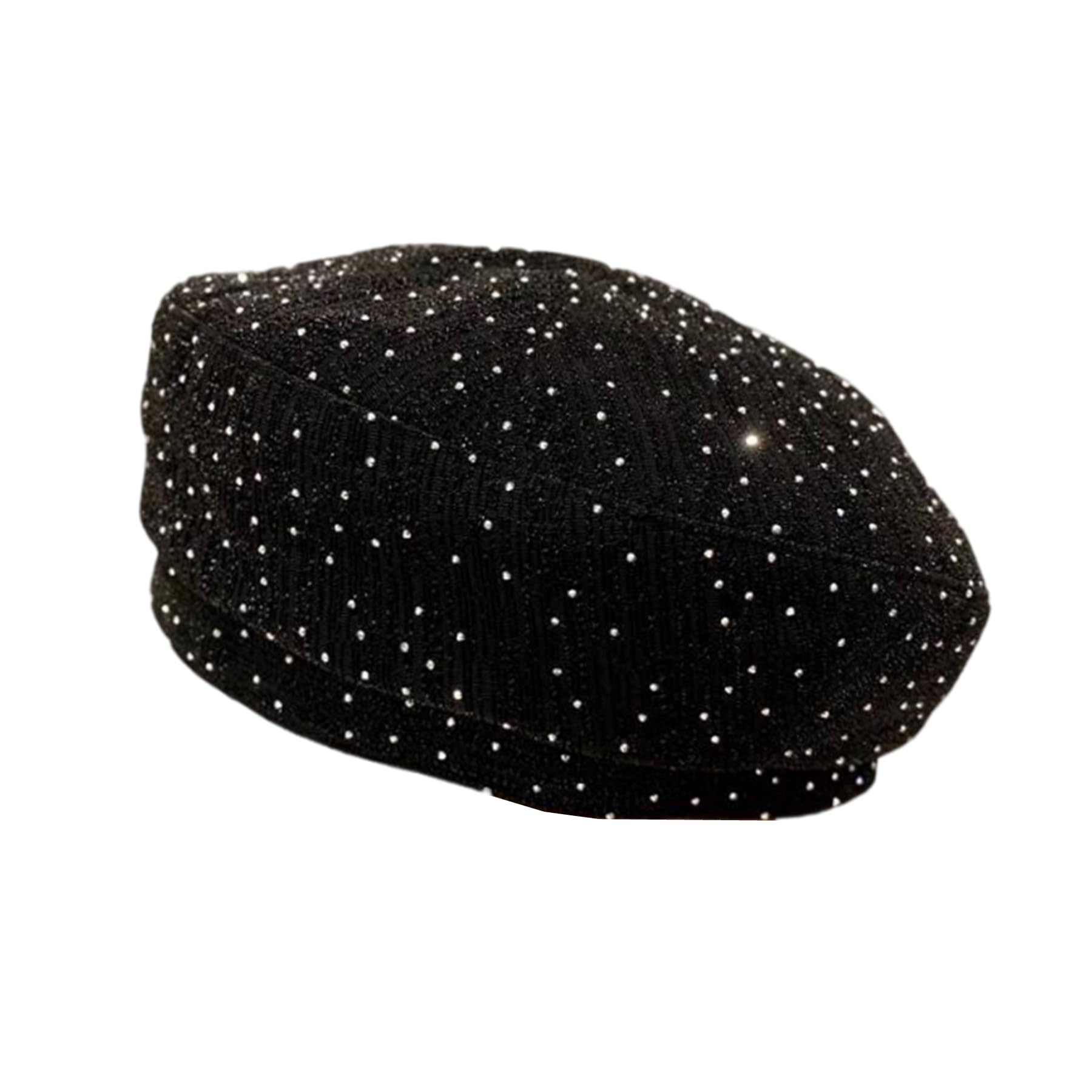 Women Shiny Rhinestone French Black Beret Hat Bling Bling  display picture 1