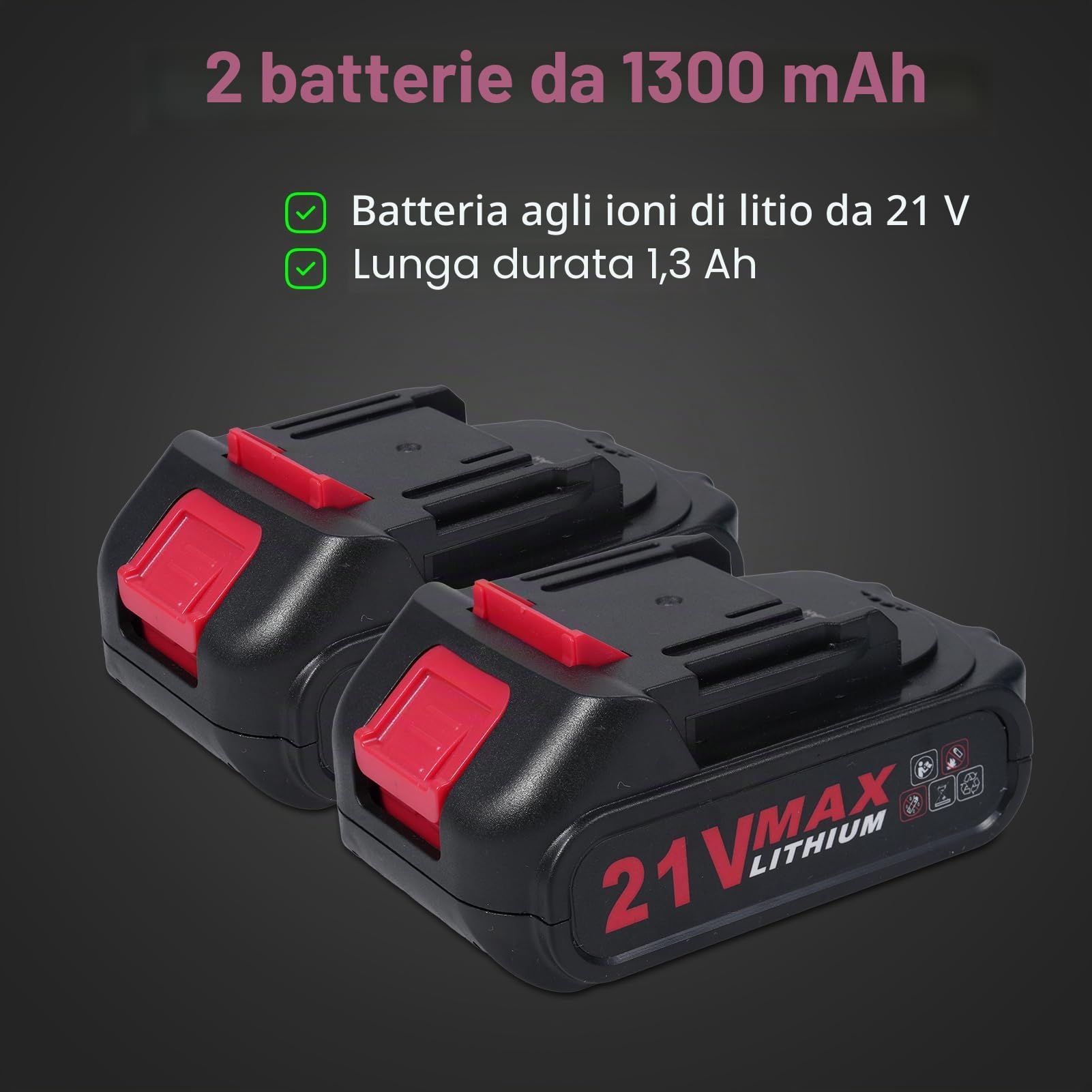 Set di smerigliatrice angolare a batteria da 21 V con motore elettrico brushless a 19.000 giri/min, potenti strumenti per smerigliatrici angolari con 2 caricabatterie da 1300 mAh per taglio