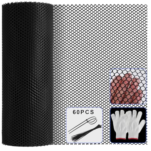 15.7 in x 39.3 FT Black Chicken Wire mesh Comes with 60 Twist Ties Plastic Chicken Wire Fencing Poultry Netting Poultry Fence Chicken Wire for Crafts Plastic Garden Fencing Floral Chicken Wire