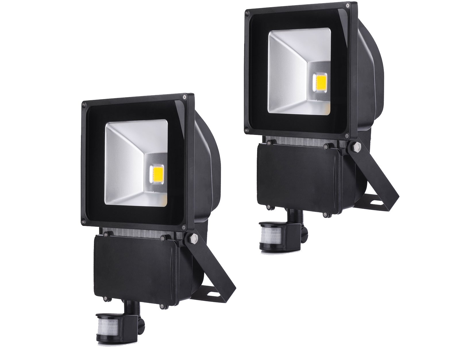 2X 100W LED Strahler Fluter+Bewegungsmelder Warmweiß Warmweiss Objektbeleuchtung Wandstrahler Flutlicht Außenstrahler Gartenlampe IP65 85V-265V