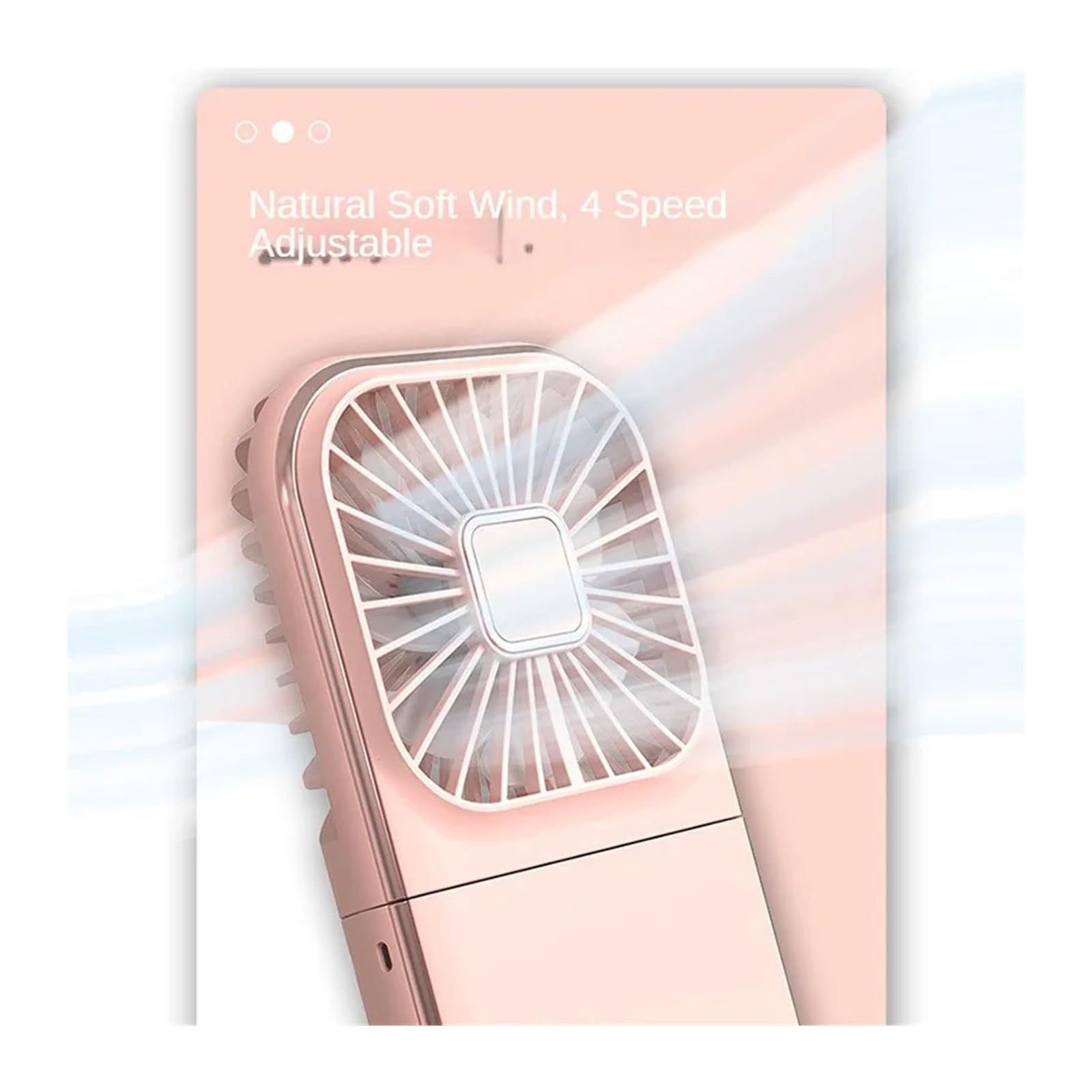 Generico Ventilatore portatile portatile for esterni | Appeso al collo, velocità regolabile, pieghevole, ricarica USB, compatto, leggero(Pink)