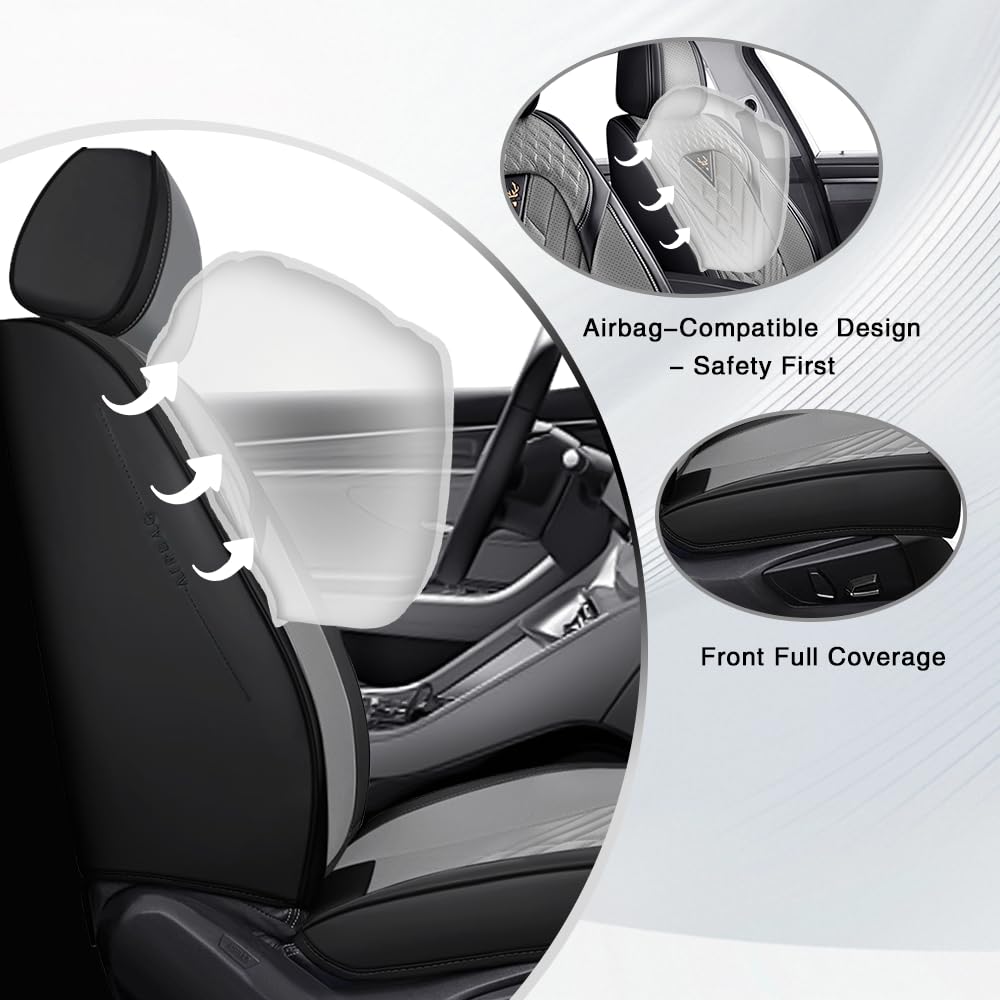 Copri Sedile Auto Universale Per Ford KA RU8 2008-2013 2014 2015 2016, Coprisedili Auto Impermeabile Traspirante，Pelle Nappa，Resistente All'usura(Black gray)