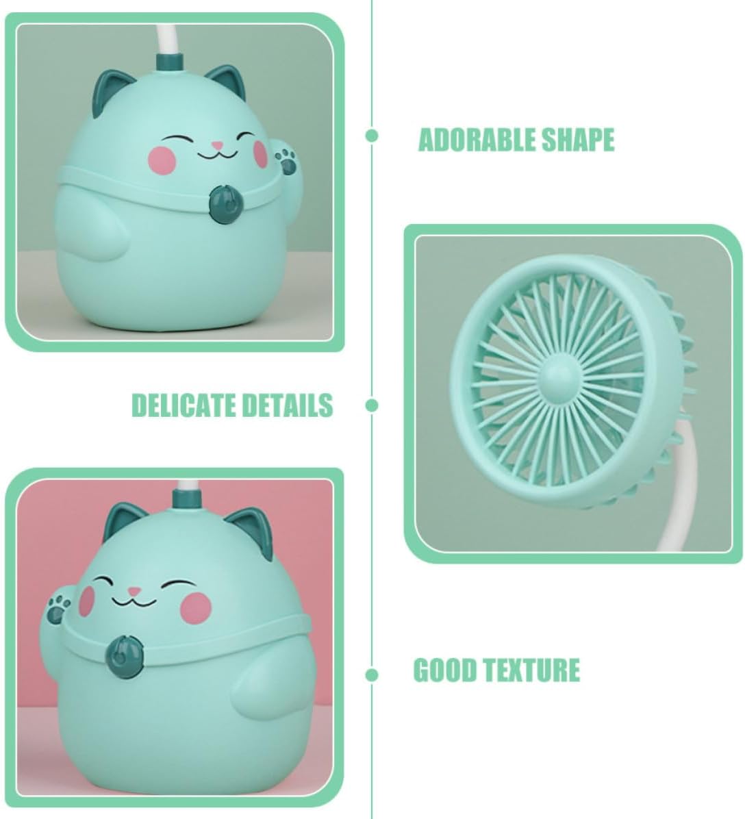 Didiseaon Portable USB Desk Fan with Pen Holder Small Rotatable 360° Fan for Home and Classroom Use USB Charging Plastic Material