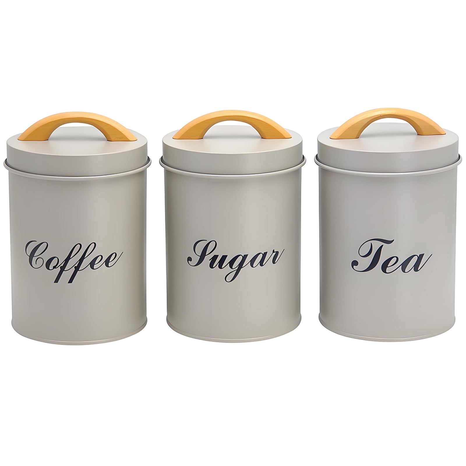 Elnwnnkc 3Pcs Round Metal Kitchen Canister with Iron Seal Lid Coffee Sugar Container Storage Jar for Storing Coffee Sugar Multipurpose Kitchen Jar
